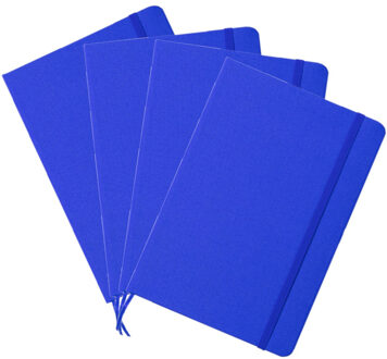 Luxe schrift/notitieboekje harde kaft A5 formaat - blauw - 4x blanco paginas - opschrijfboekjes