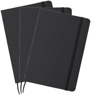 Luxe schrift/notitieboekje harde kaft A5 formaat - Set van 6x stuks - zwart - 80 blanco paginas - op