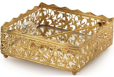 Luxe Servet Houder Tissue Box Dispenser Metalen Rek Stand Art Craft Goud Home Decoratie Hotel Desktop Ornament geel