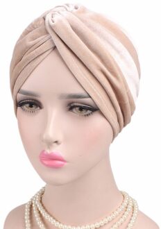 Luxe Soflt Fluwelen Luipaard Tulband Twsit Headwrap Vrouwen Hoofdband Chemo Cap Liner Voor Kanker Haaruitval Dames Turbante # YS302 Beige