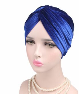 Luxe Soflt Fluwelen Luipaard Tulband Twsit Headwrap Vrouwen Hoofdband Chemo Cap Liner Voor Kanker Haaruitval Dames Turbante # YS302 koninklijk blauw