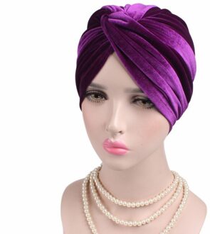 Luxe Soflt Fluwelen Luipaard Tulband Twsit Headwrap Vrouwen Hoofdband Chemo Cap Liner Voor Kanker Haaruitval Dames Turbante # YS302 paars