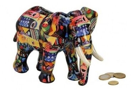 Luxe spaarpot olifant blauw van keramiek 22 cm Multi