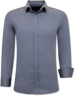 Luxe Speciale Blanco Heren Overhemden - Slim Fit - 3080 - Grijs - Maten: XXL