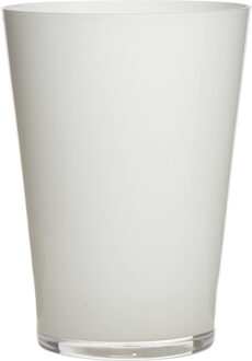 Luxe stijlvolle witte conische bloemen vaas/vazen van glas 30 x 22 cm
