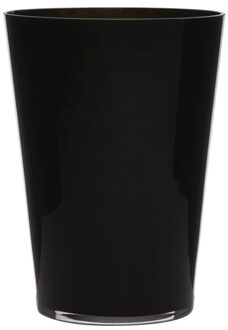 Luxe stijlvolle zwarte conische bloemen vaas/vazen van glas 30 x 22 cm