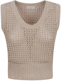 Luxe Sweaters voor Mannen en Vrouwen Brunello Cucinelli , Beige , Dames - M,S