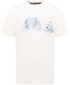 Luxe T-shirt met berenprint Palm Angels , White , Heren - 2XL