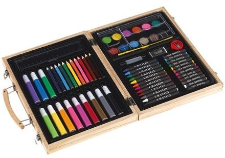 Luxe teken/schilderset koffer 66 delig - Potloden / waskrijt / verf en stifte