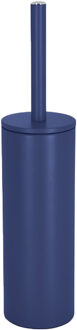 Luxe Toiletborstel in houder Cannes - donkerblauw - metaal - 40 x 9 cm - met binnenbak - Toiletborstels