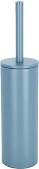 Luxe Toiletborstel in houder Cannes - lichtblauw - metaal - 40 x 9 cm - met binnenbak - Toiletborstels