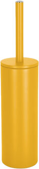 Luxe Toiletborstel in houder Cannes - saffraan geel - metaal - 40 x 9 cm - met binnenbak - Toiletborstels Oranje