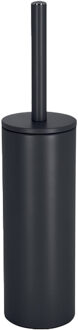Luxe Toiletborstel in houder Cannes - zwart - metaal - 40 x 9 cm - met binnenbak - Toiletborstels