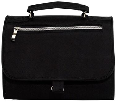 Luxe toilettas/make-up tas - zwart - 25 x 18 cm - Reis toilettassen/etui - Handbagage