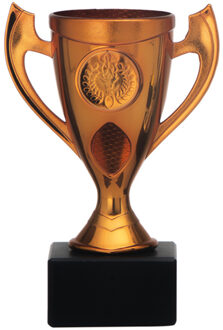Luxe trofee/beker - brons - oren - kunststof - 14 x 9 cm