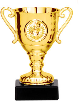 Luxe trofee/prijs beker met oren - goud - kunststof - 11 x 6 cm