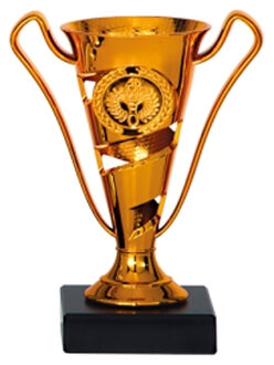 Luxe trofee/prijs beker met sierlijke oren - brons - kunststof - 17 x 11 cm