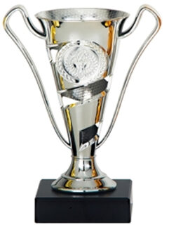 Luxe trofee/prijs beker met sierlijke oren - zilver - kunststof - 17 x 11 cm