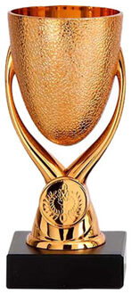 Luxe trofee/prijs beker op sierlijke poot - brons - kunststof - 15 x 6,8 cm