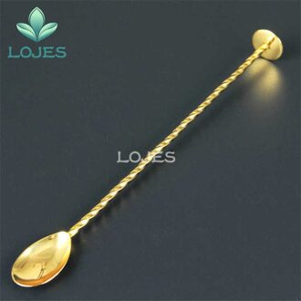 Luxe Twisted Cocktail Lepel Rvs Schroefdraad Mengen Disc Staart 275Mm Bar Lepel Wijn Lepels Bar Barman Gereedschap gouden verguld