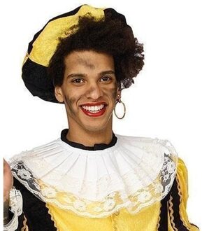 Luxe verstelbare roetveeg pieten kraag met kant - wit - verkleed spullen