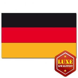 Luxe vlag Duitsland met wapen - 100 x 150 cm - polyester - met ringen - landen Multi
