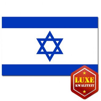 Luxe vlag Israel met wapen - 100 x 150 cm - polyester - met ringen - landen