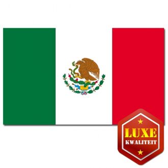 Luxe vlag Mexico met wapen - 100 x 150 cm - polyester - met ringen - landen Multi