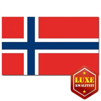 Luxe vlag Noorwegen met wapen - 100 x 150 cm - polyester - met ringen - landen