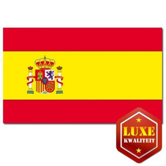 Luxe vlag Spanje met wapen - 100 x 150 cm - polyester - met ringen - landen