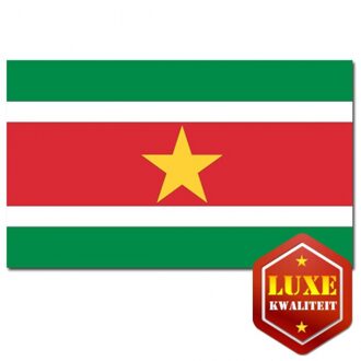 Luxe vlag van Suriname - 100 x 150 cm - polyester - ophangringen Multi