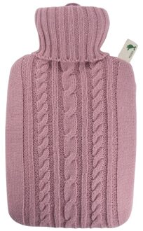 Luxe warmwaterkruik met gebreide hoes pastel roze 1,8 liter - Kruiken