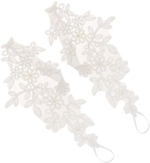 Luxe White Lace Vrouw Bridal Enkelbanden Bruiloft Barefoot Sandalen Schoenen Strand Voet Keten Accessoires