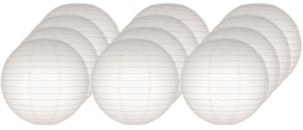 Luxe witte bol lampionnen - 12x - dia 25 cm - Bruiloft, verjaardag, party feestartikelen
