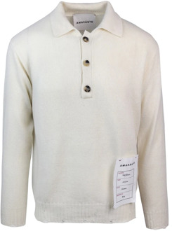 Luxe Wol Kasjmier Polo Sweater Amaránto , White , Heren - XL