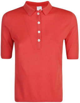 Luxe Wol Polo Shirt Eleventy , Red , Dames - L,M,S,Xs