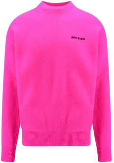 Luxe Wolmix Crew-Neck Sweater Palm Angels , Pink , Heren - L,M,S