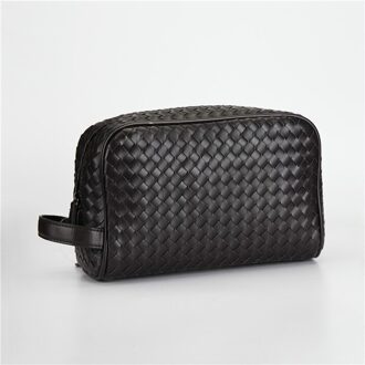 Luxe Woven Man Tas Prachtige Dag Clutch Mannelijke Handvat Tas Premium Faux Lederen Mannen Clutch Handtas koffie
