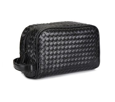 Luxe Woven Man Tas Prachtige Dag Clutch Mannelijke Handvat Tas Premium Faux Lederen Mannen Clutch Handtas zwart