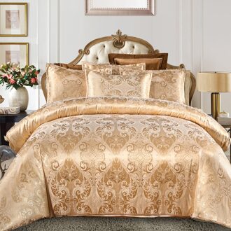 Luxe Zijdeachtige Jacquard Stof Dekbedovertrek Kussenhoezen Set Enkel Dubbel Volledige Queen King Size Dekbed Beddengoed Sets
