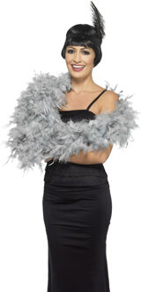 Luxe zilveren veren boa 180 cm en 80 gram - carnaval verkleed spullen - Verkleed boa Zilverkleurig