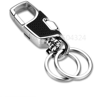 Luxe Zinklegering Metalen Auto Dubbele Schakelaar Sleutelhanger sleutelhanger 360 Graden Draaibaar Sleutelhouder Auto Auto-accessoires Zwart