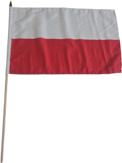 Luxe zwaaivlag Polen - 30 x 45 cm - op stok