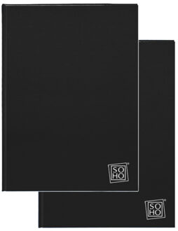 Luxe zwarte schrift gelinieerd - 2x - A5 formaat - schriften voor school / notitieboek - 160 pagina