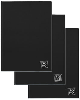 Luxe zwarte schrift gelinieerd - 3x - A5 formaat - schriften voor school / notitieboek - 160 pagina