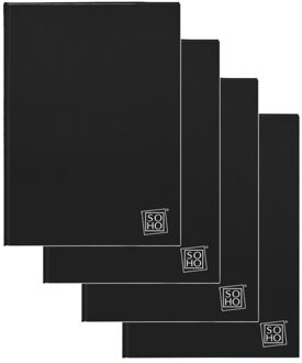 Luxe zwarte schrift gelinieerd - 4x - A5 formaat - schriften voor school / notitieboek - 160 pagina