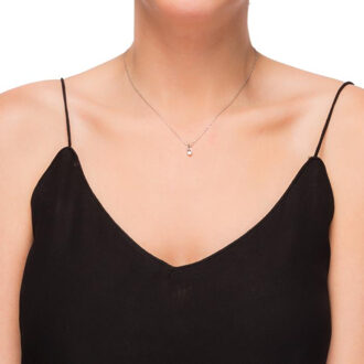 Luxeketting, 925 sterling zilveren laia en glanzende zirkonia met gerhodineerde afwerking Wit - One Size