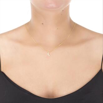 Luxeketting, halve maan in 925 sterling zilver 18K verguld Goud