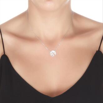 Luxeketting, levensboom in 925 sterling zilver en gerhodineerd, glanzende zirkonia - One Size