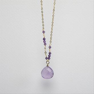 Luxeketting, metaallegering zoqoyi en natuurlijke amethist 18K vergulde afwerking Paars